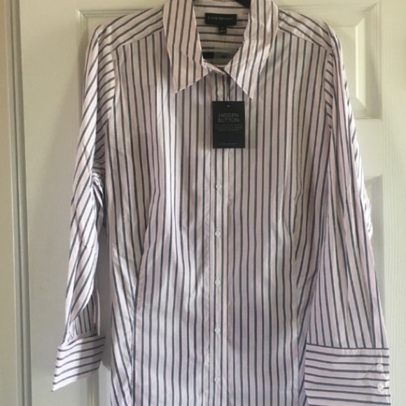 Lane Bryant NWT Button Front Essential Shirt Sz 22 Pink Black Work Preppy Office - Picture 10 of 16